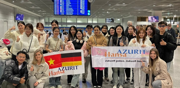  04 bạn du học sinh nhà Phuong Nam Education đã có mặt tại sân bay, sẵn sàng du học nghề Đức ngành Điều dưỡng